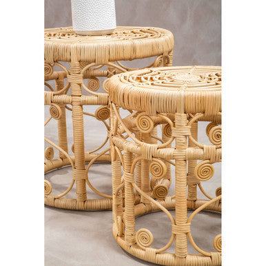 Orsina Mataram Natural Rattan Nesting Side Tables - Set of 2