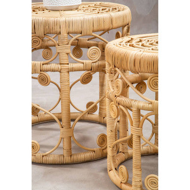 Orsina Mataram Natural Rattan Nesting Side Tables - Set of 2