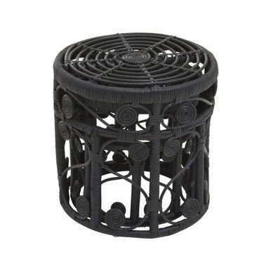 Orsina Mataram Black Rattan Nesting Tables – Set of 2 Woven Side Tables