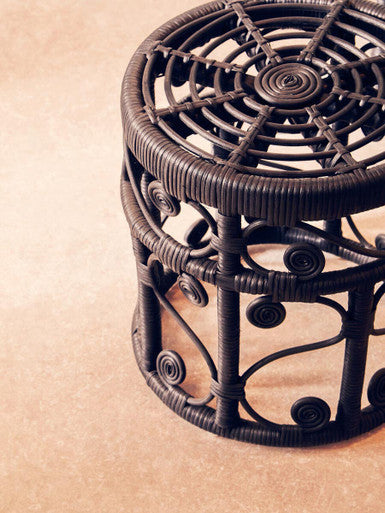 Orsina Mataram Black Rattan Nesting Tables – Set of 2 Woven Side Tables