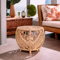 Orsina Mataram Large Natural Rattan Side Table with Scrolled Detail