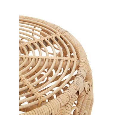 Orsina Mataram Large Natural Rattan Side Table with Scrolled Detail