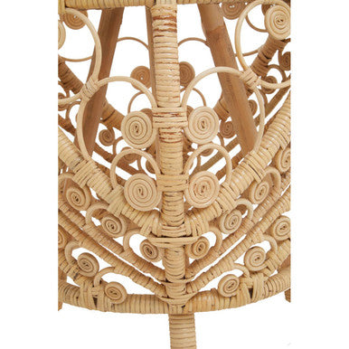 Orsina Mataram Large Natural Rattan Side Table with Scrolled Detail