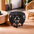 Orsina Mataram Black Natural Rattan Side Table – Handwoven Accent Table