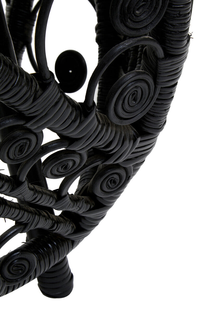 Orsina Mataram Black Natural Rattan Side Table – Handwoven Accent Table