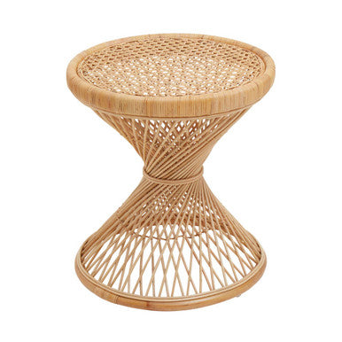 Orsina Mataram Rattan Side Table – Round Handwoven End Table with Twisted Base