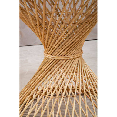 Orsina Mataram Rattan Side Table – Round Handwoven End Table with Twisted Base
