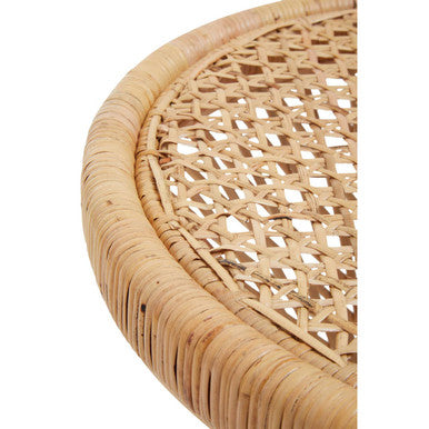 Orsina Mataram Rattan Side Table – Round Handwoven End Table with Twisted Base