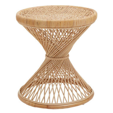 Orsina Mataram Rattan Side Table – Round Handwoven End Table with Twisted Base