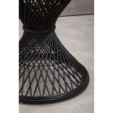 Orsina Mataram Black Rattan Side Table – Twisted Base Accent Table