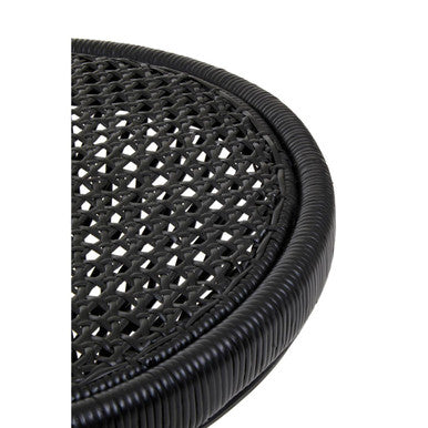 Orsina Mataram Black Rattan Side Table – Twisted Base Accent Table