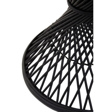 Orsina Mataram Black Rattan Side Table – Twisted Base Accent Table