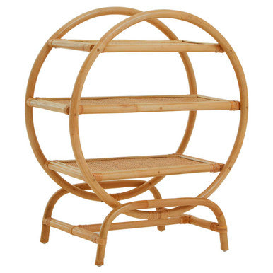 Orsina Mataram Three Tier Natural Rattan Round Shelf Display Unit