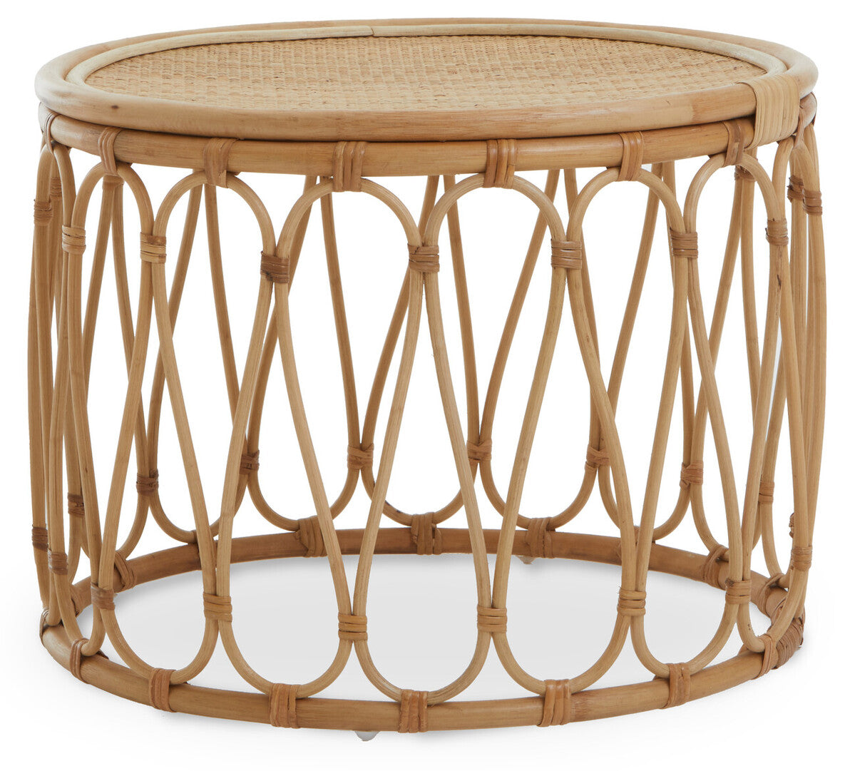 Orsina Mataram Natural Rattan Coffee Table | Round Open Weave Design
