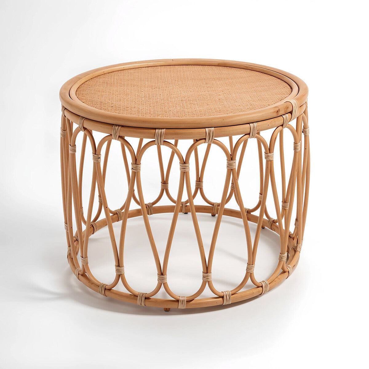Orsina Mataram Natural Rattan Coffee Table | Round Open Weave Design