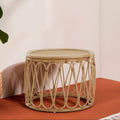 Orsina Mataram Natural Rattan Coffee Table | Round Open Weave Design