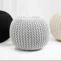 Orsina Kids Grey Knit Pouffe – Chunky Round Footrest and Nursery Seat