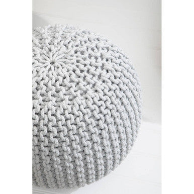 Orsina Kids Grey Knit Pouffe – Chunky Round Footrest and Nursery Seat