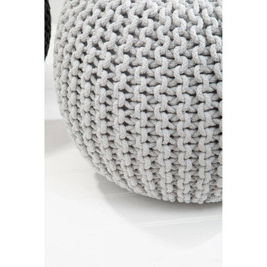 Orsina Kids Grey Knit Pouffe – Chunky Round Footrest and Nursery Seat