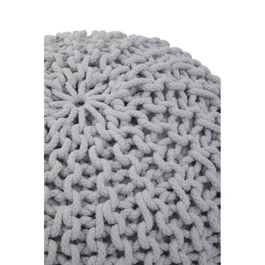 Orsina Kids Grey Knit Pouffe – Chunky Round Footrest and Nursery Seat