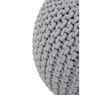 Orsina Kids Grey Knit Pouffe – Chunky Round Footrest and Nursery Seat