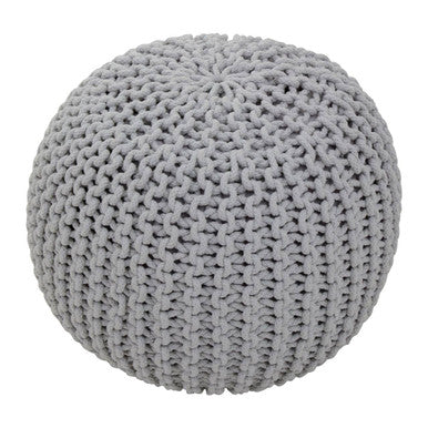 Orsina Kids Grey Knit Pouffe – Chunky Round Footrest and Nursery Seat