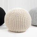 Orsina Kids Knit Cream Pouffe – Soft Knitted Floor Ottoman Seating
