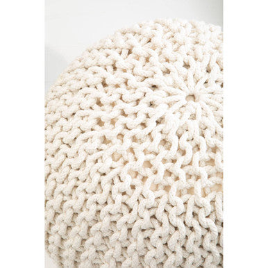 Orsina Kids Knit Cream Pouffe – Soft Knitted Floor Ottoman Seating