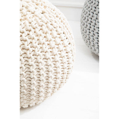 Orsina Kids Knit Cream Pouffe – Soft Knitted Floor Ottoman Seating