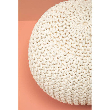 Orsina Kids Knit Cream Pouffe – Soft Knitted Floor Ottoman Seating