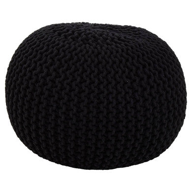 Orsina Kids Knit Black Pouffe – Modern Knitted Ottoman and Footrest