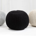 Orsina Kids Knit Black Pouffe – Modern Knitted Ottoman and Footrest
