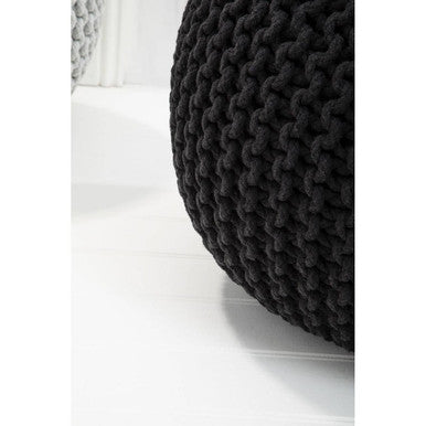 Orsina Kids Knit Black Pouffe – Modern Knitted Ottoman and Footrest
