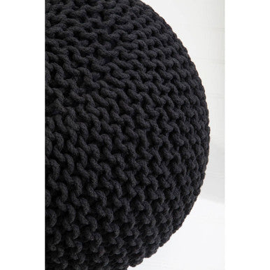 Orsina Kids Knit Black Pouffe – Modern Knitted Ottoman and Footrest