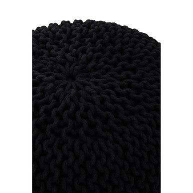 Orsina Kids Knit Black Pouffe – Modern Knitted Ottoman and Footrest