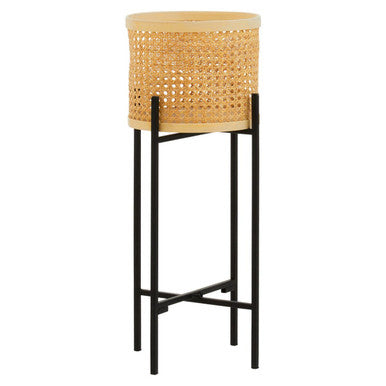 Orsina Depok Small Rattan Planter with Black Metal Stand – 15cm