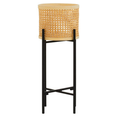 Orsina Depok Small Rattan Planter with Black Metal Stand – 15cm