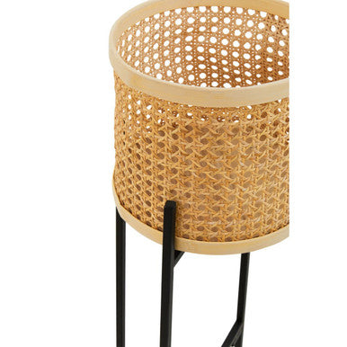 Orsina Depok Small Rattan Planter with Black Metal Stand – 15cm