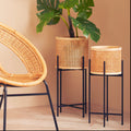 Orsina Depok Small Rattan Planter with Black Metal Stand – 15cm