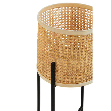 Orsina Depok Large Rattan Planter with Modern Black Metal Stand