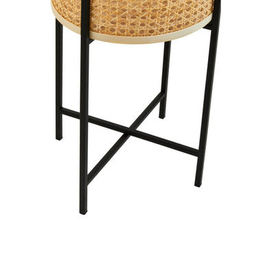 Orsina Depok Large Rattan Planter with Modern Black Metal Stand