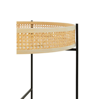 Orsina Depok Round Rattan Coffee Table with Black Metal Cross Base