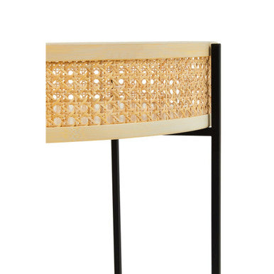 Orsina Depok Round Rattan Side Table | Black Metal Cross Base Legs