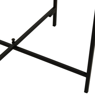 Orsina Depok Round Rattan Side Table | Black Metal Cross Base Legs