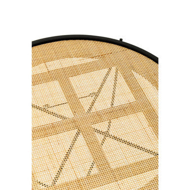Orsina Depok Round Rattan Coffee Table with Black Metal Cross Legs