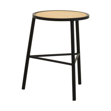 Orsina Depok Rattan Seat Stool – Round Natural Seat with Metal Legs