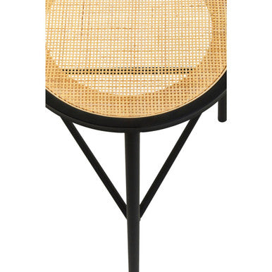 Orsina Depok Rattan Seat Stool – Round Natural Seat with Metal Legs