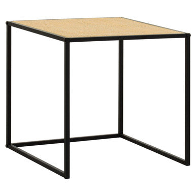 Orsina Depok Rattan Side Table – Square Black Metal Accent Table