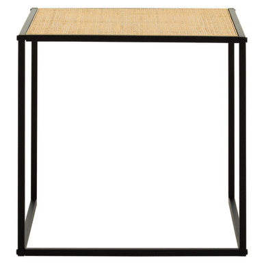 Orsina Depok Rattan Side Table – Square Black Metal Accent Table