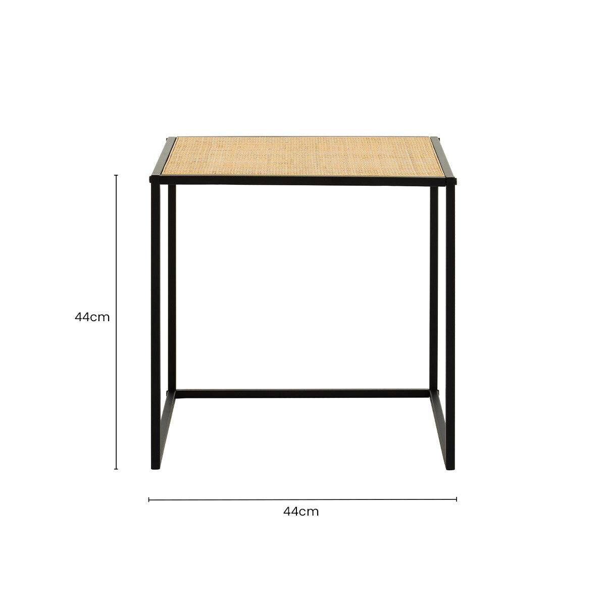 Orsina Depok Rattan Side Table – Square Black Metal Accent Table